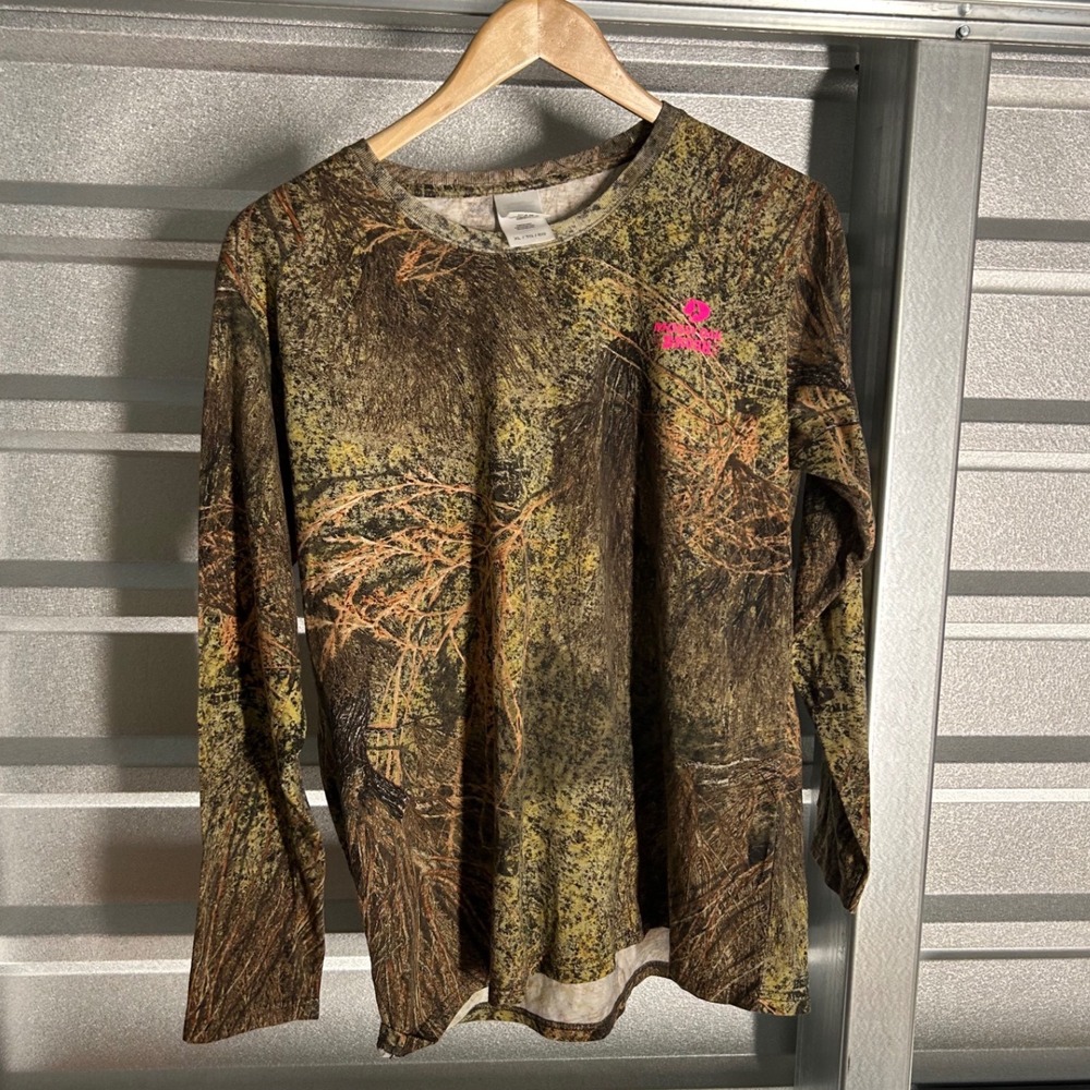 Mossy Oak Brush Long Sleeve Shirt Mens XL Brown Camo Hunting Gorpcore Streetwear